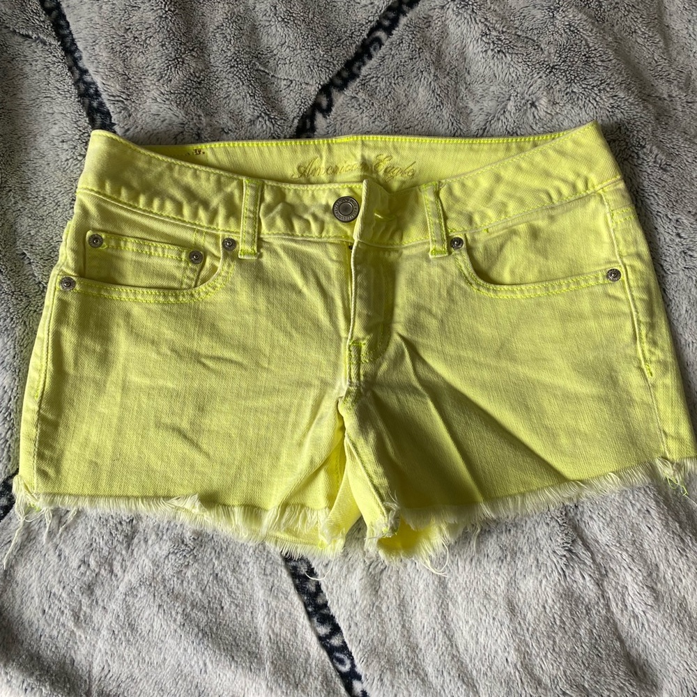 Yellow jean shorts
